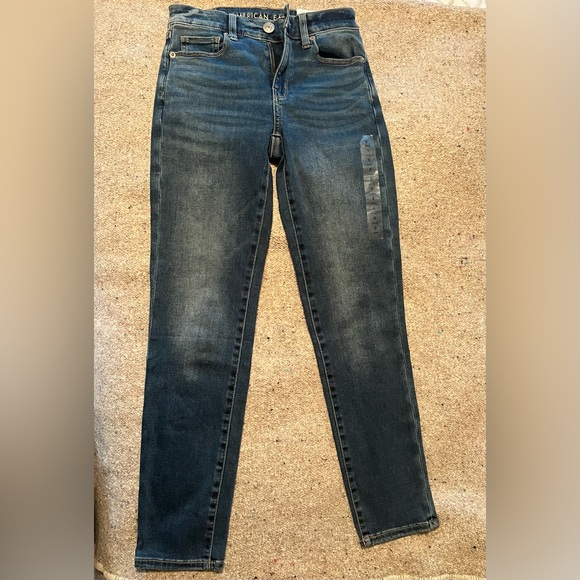 NWT American Eagle Black Ne(X)t Level hi-rise Skinny Jeans Size 0 short - Picture 1 of 5